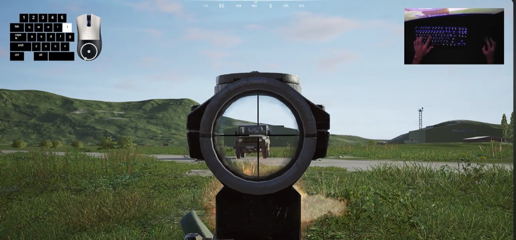 Deadside long-range scope view on a military vehicle