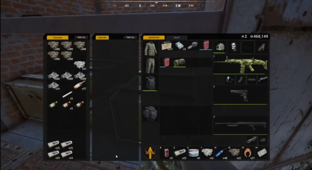 Deadside inventory screen with high-tier raid loot