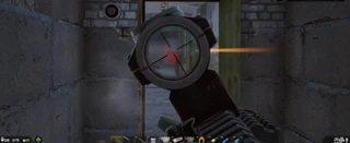 Scoped push through a concrete bunker corridor in Deadside