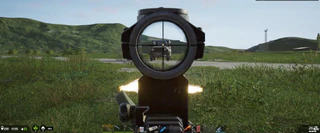 Scoped fire on a jeep crossing a road in Deadside